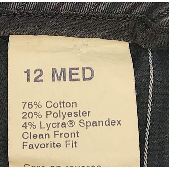 Dockers Women Black Gray Charcoal Pinstripe Clean Front Favorite Fit Pants 12 - Picture 5 of 5